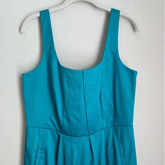 Calvin Klein Turquoise Sleeveless Pleated Cotton Short Mini Dress Women's 8 - Picture 3 of 7